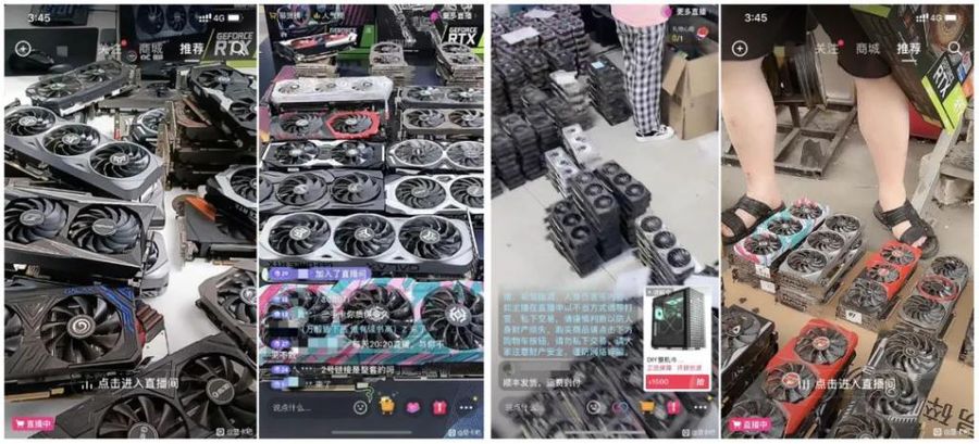 The GPUs are being sold via live stream on second-hand e-commerce platforms