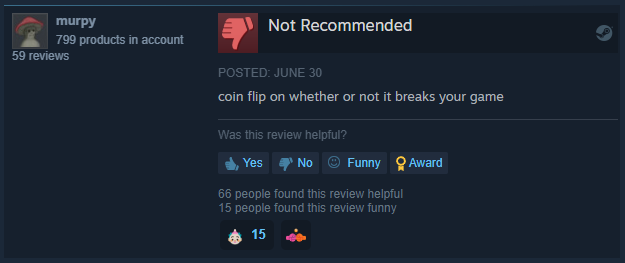 Critical player comment