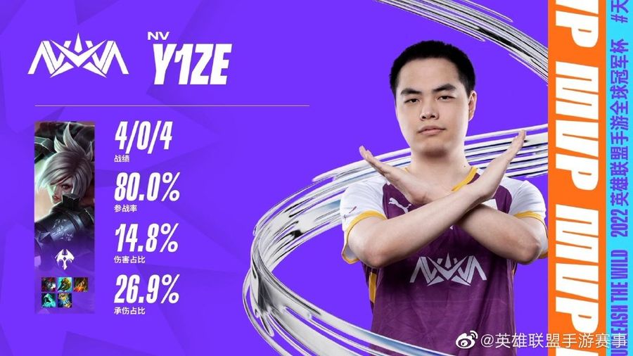 NV Y1ZE earned the MVP Award for game one of the match