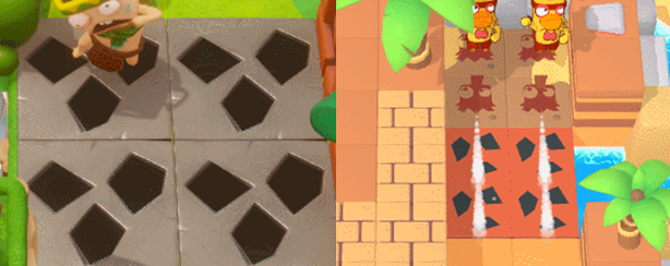 Ground thorn trap comparison: Candy Disaster(left) Where the Chicken Run (right)