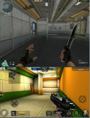 Map comparison: CrossFire (up) and Crisis Action (down)