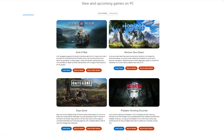 Sony Has Opened a PC Games Section on PlayStation's Official Website --  Superpixel