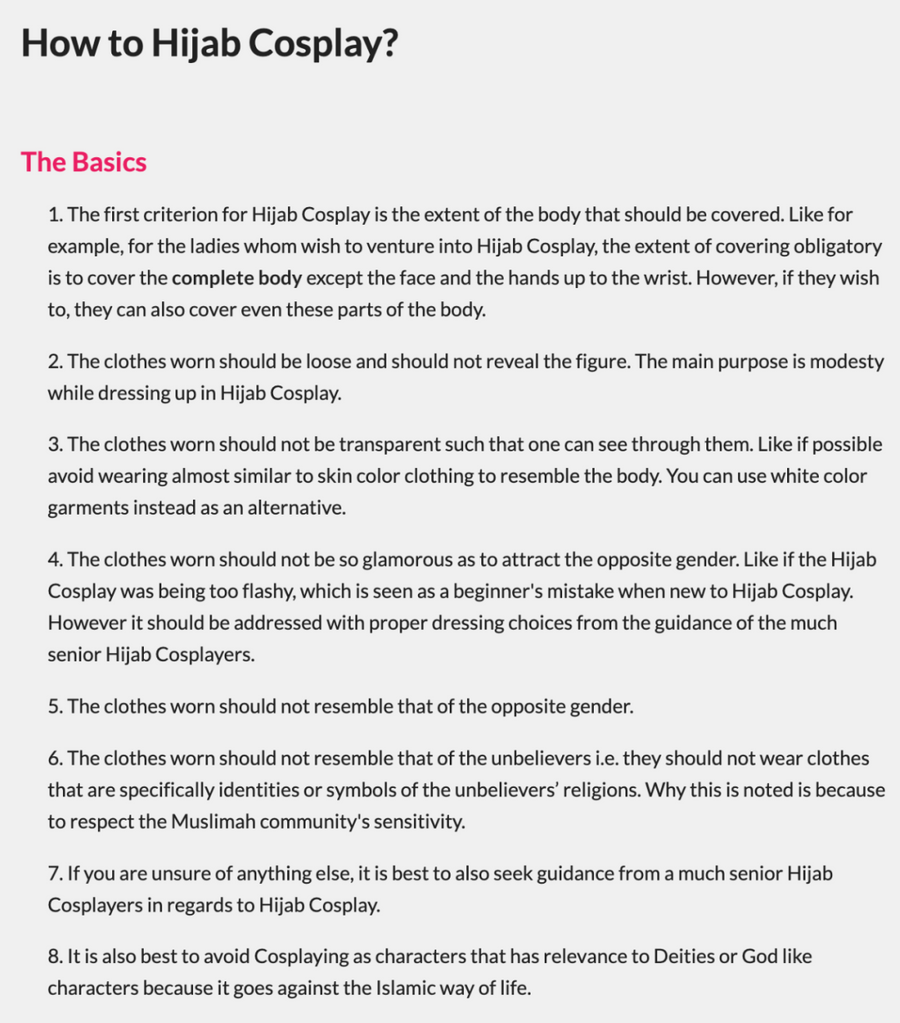 The basics of Hijab Cosplay are shared by Hijabcosplay.com.