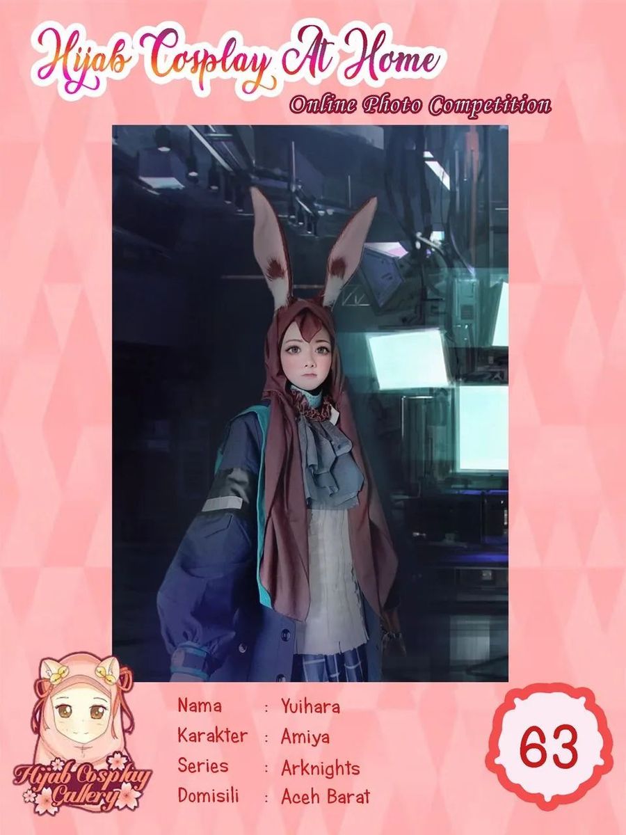 A photo of a cosplayer named Yuihara cosplayed Amiya from Arknights.