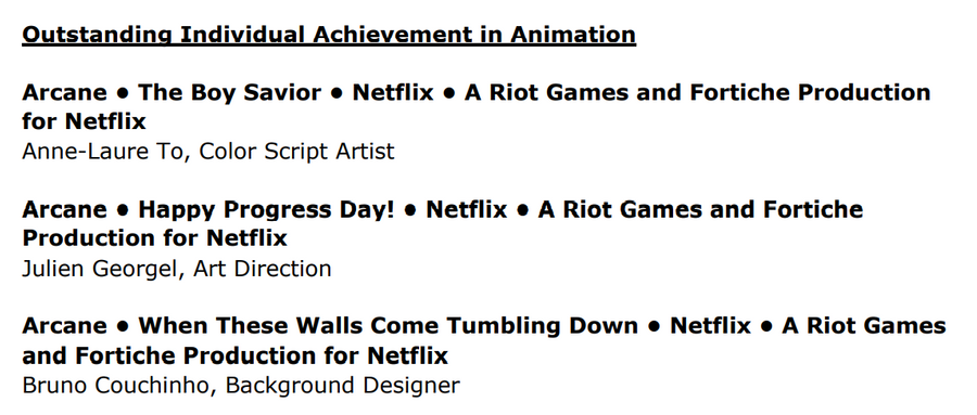 Three Emmy Awards for Arcane