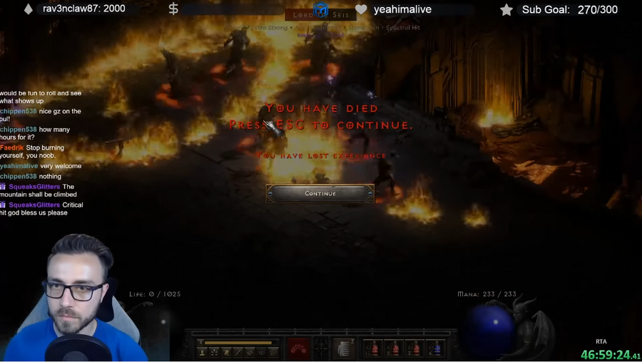 A screenshot from MacroBioBoi’s video shows one of his countless failed attempts on Lord De Seis.