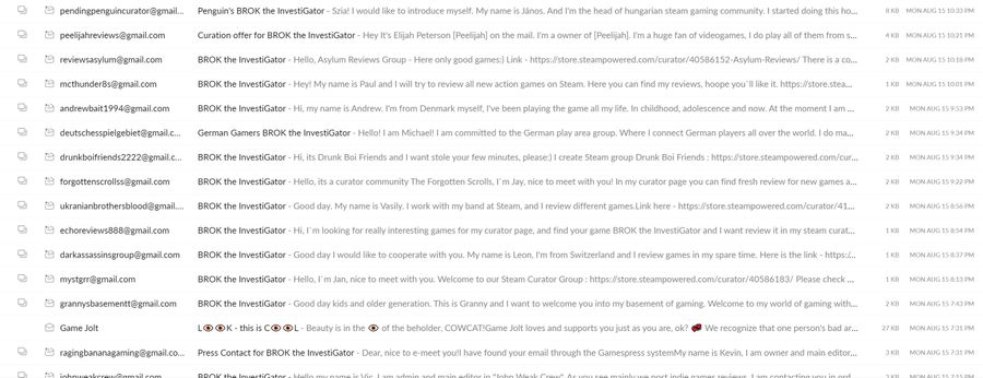 A screenshot of the scammer emails to COWCAT