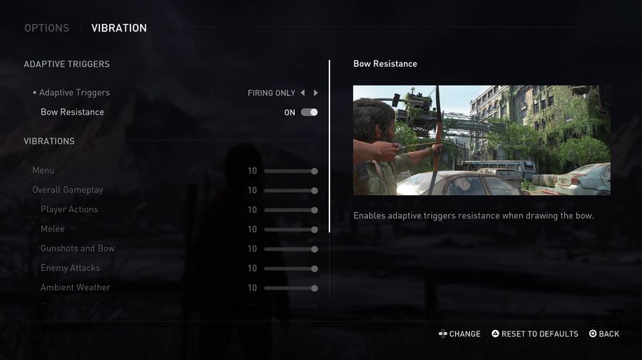 A screenshot of the configuration options of the DualSenseTM controller.