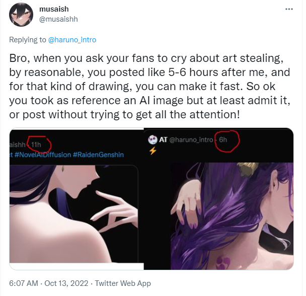 The screenshot of the musaish’s reply on Twitter