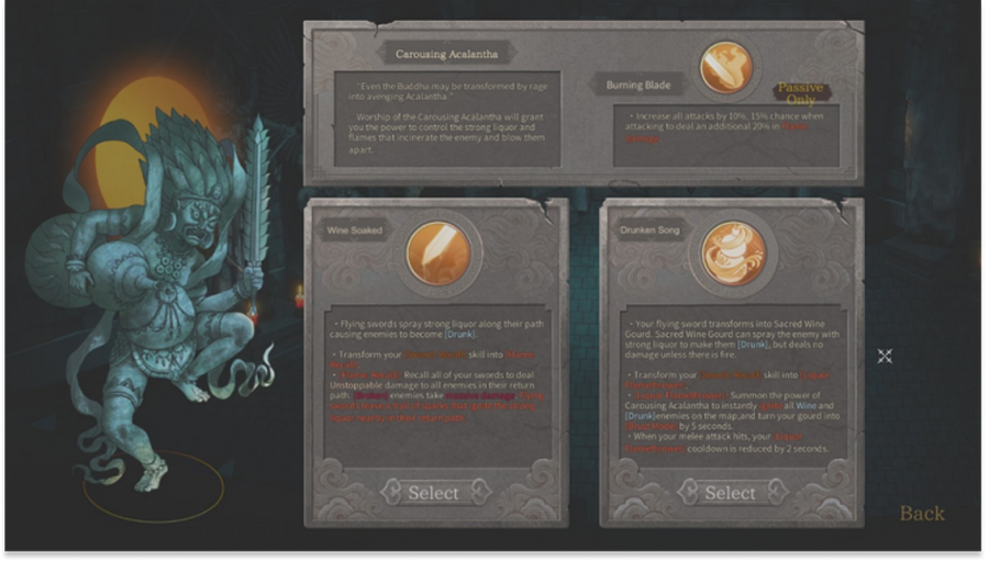 A screenshot of the &ldquo;Carousing Acalantha&rdquo; statues in game.