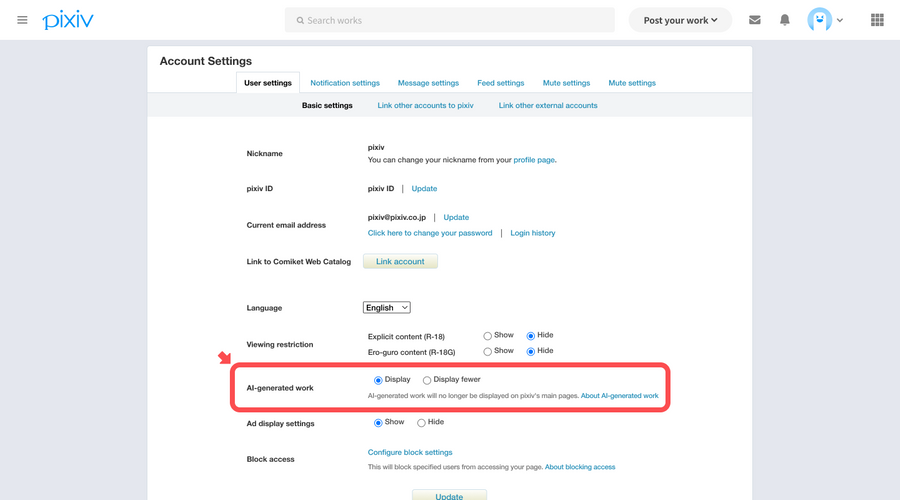 Filter out AI-generated work in different pages