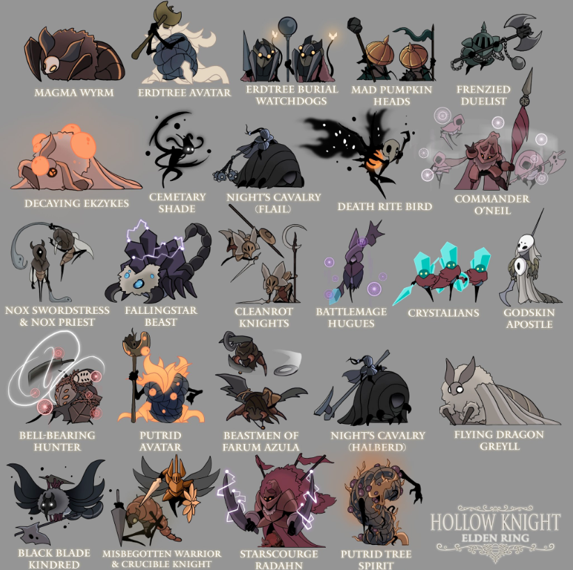 Fan Art: Elden Ring Bosses Hollow Knight Characters -- Superpixel