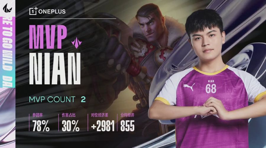 NV Nian earned the MVP Award in game one of the match.