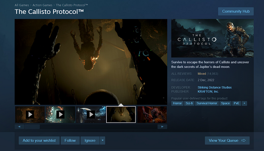 The Callisto Protocol launches to 'mostly negative' Steam reviews