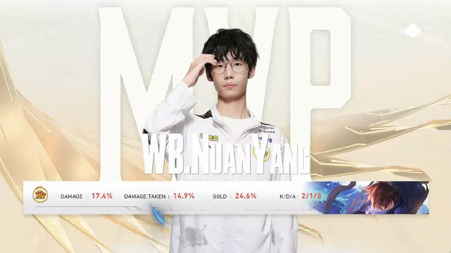 WB NuanYang earned the MVP Award in game one of the match.
