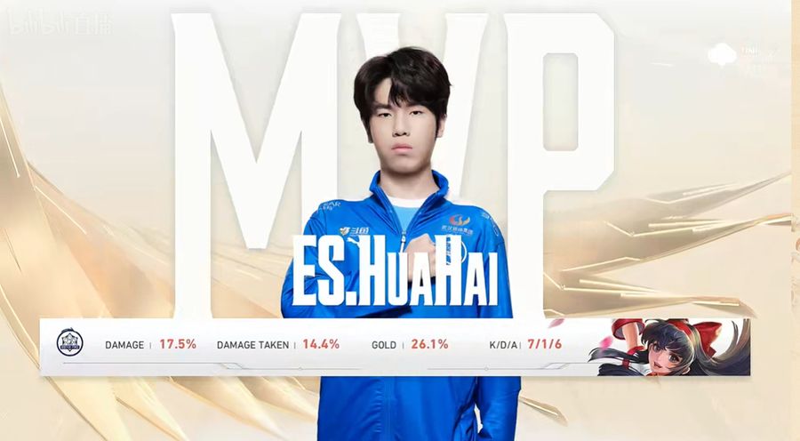 eStarPro HuaHai earned the MVP Award in game one of the match.