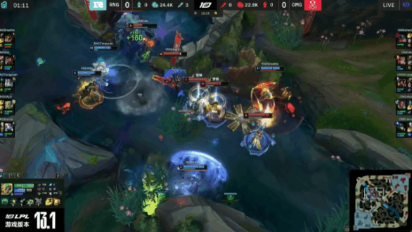 In game one, RNG’s Yuumi launched an incredible ultimate, helping RNG kill four of OMG’s champions.