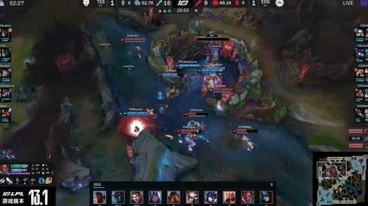 In game three, at 29 minutes, TES eliminated four EDG members near Baron’s pit.