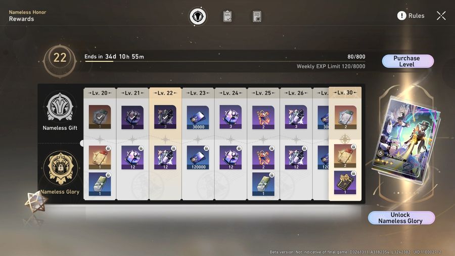 A screenshot of Honkai: Star Rail’s “battle pass” shows that it is very similar to the one in Genshin Impact.