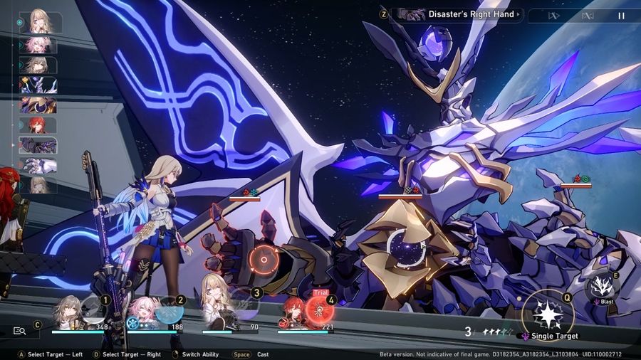 A screenshot of Honkai: Star Rail’s combat.