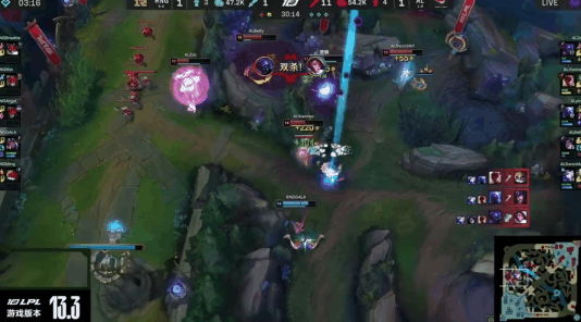 In game three, at 30 minutes, AL aced RNG, securing a victory in this round.