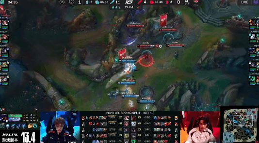 In round two, at 24 minutes, EDG Jiejie on Vi triggered a team fight, allowing his team to destroy an inhibitor in the mid-lane and secure Baron.