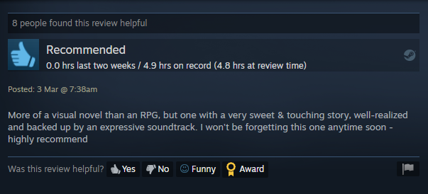 A screenshot of a review of Meg&rsquo;s Monster