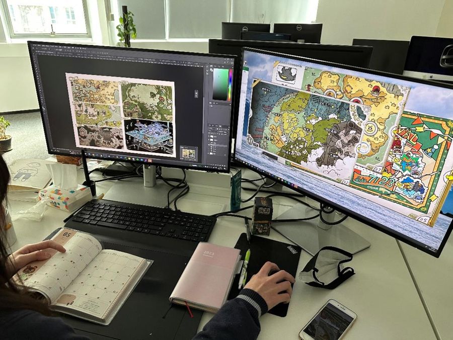 Team member reviewing their art assets