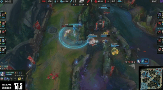 At 23 minutes, JDG Ruler on Jinx secured a triple kill, helping his team ace BLG.