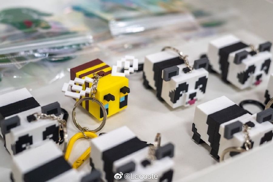 Minecraft Bee and Panda-themed Keychains.