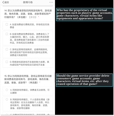 A screenshot of part of the survey.