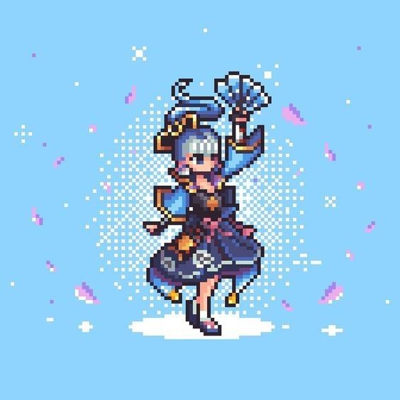 pixel art ive made of genshin characters! (four gifs) : r