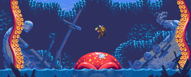 A gif of a boss fight in Tiny Thor