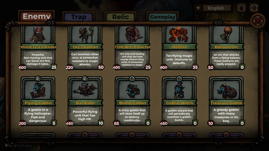A screenshot of the enemy codex in Guardians of Holme.