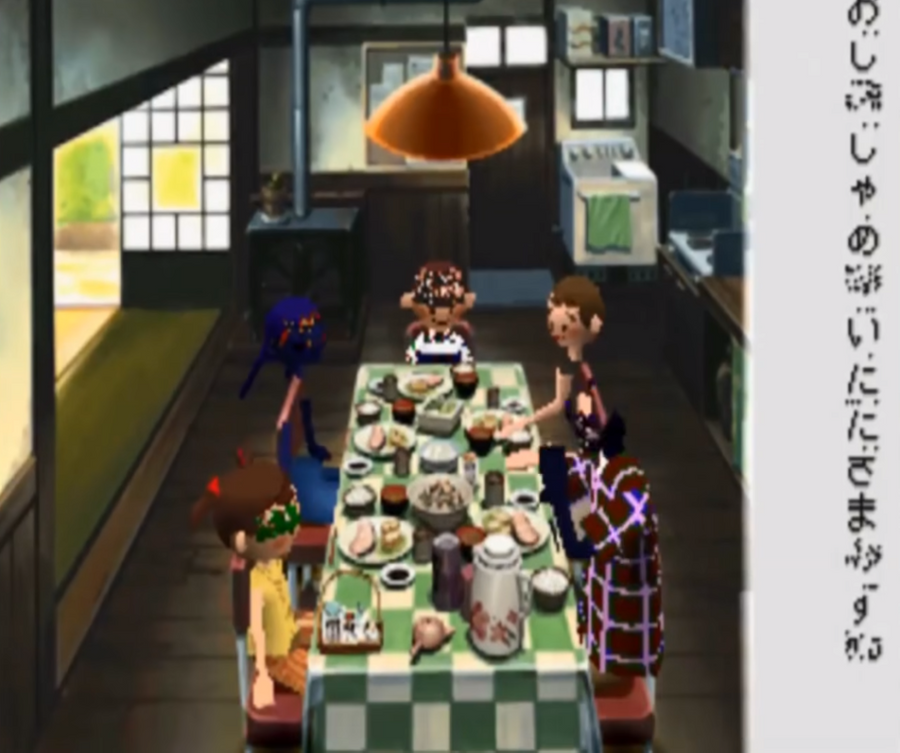A screenshot of the Boku no Natsuyasumi shows everyone in the uncle’s family has some sort of graphic glitch.