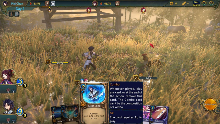 A screenshot of the combat in Traveler of Wuxia