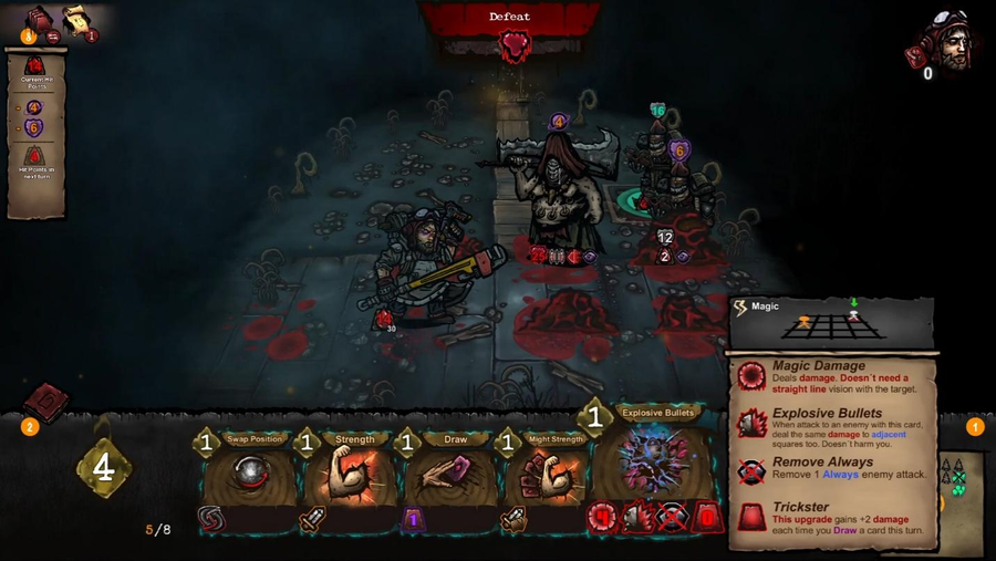 A screenshot of one card with four different features chosen by the player.