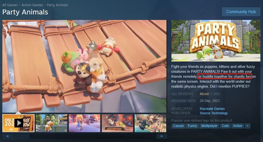Party Animals revised its English Steam Page